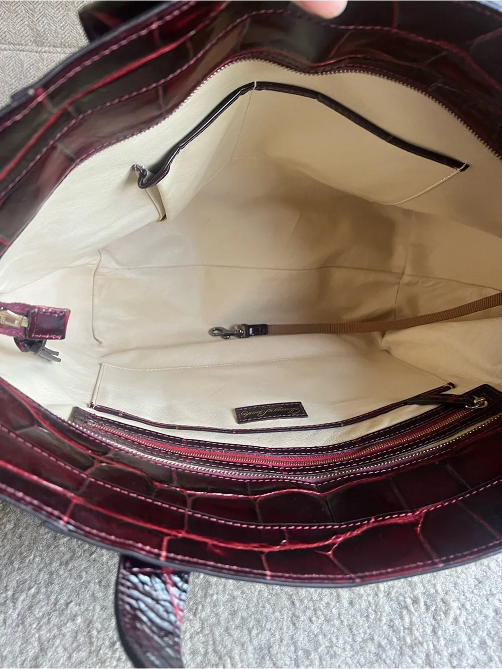 Dooney & Bourke Patent Croc-Embossed Burgundy Tote